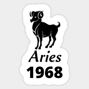 Black Aries Zodiac 1968 Sticker